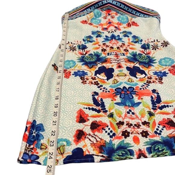 Bisou Bisou Blue Floral Print Dress Adjustable Halter Strap Top Zip Back Size 4 - Picture 12 of 12